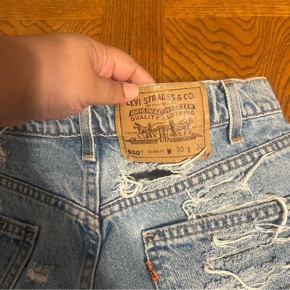 VTG Levi's Orange Tab Furst Of A Kind Heavy Distressed Cut Off Mini Shorts 30 - Picture 9 of 14